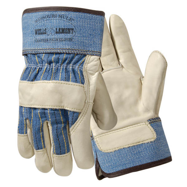 Wells Lamont Y2008 Premium Grain Cowhide Leather Palm Gloves with Safety Cuffs and Canvas Backs